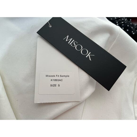 Misook Jacket Small White Open Front 3/4 Sleeve Preppy Minimalist Flaw NWT - Picture 8 of 10